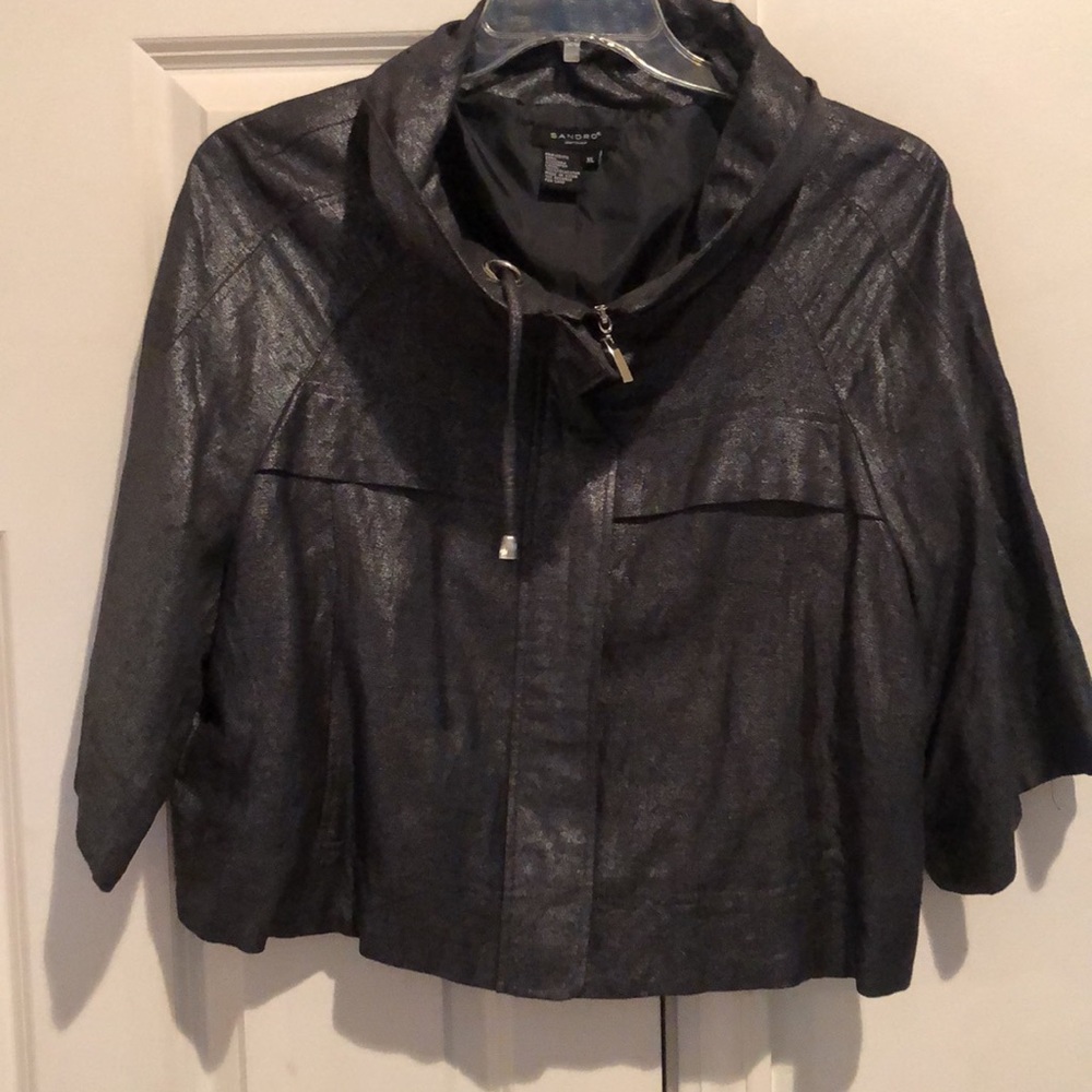 Sandro Sportswear  size XL black very dark metallic gray jacket with 3/4 sleeve - Picture 13 of 16